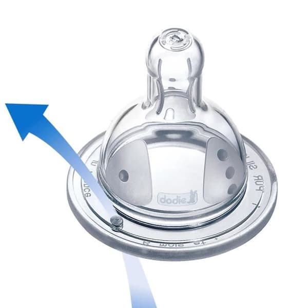 DODIE Babyflaskeinitiering + 330ml BRANDFÄRLARE BLÅ - +6 månader - 3 hastighets rund spen - flöde 3
