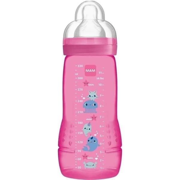 MAM babyflaska Easy Active 2: a åldersfärgad 330 ml Girl Teat Flow X