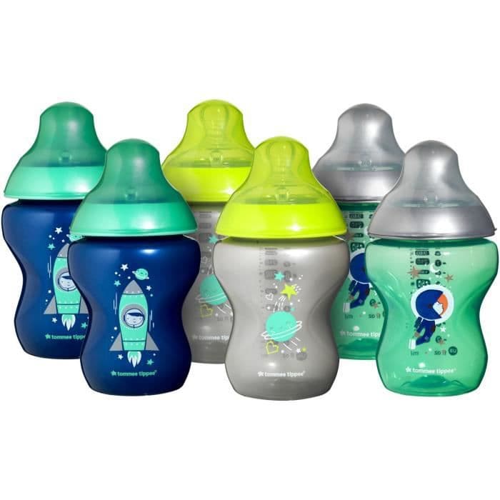 TOMMEE TIPPEE dekoreret blå Closeer to Nature babyflasker - 260ml - Solgt af 6