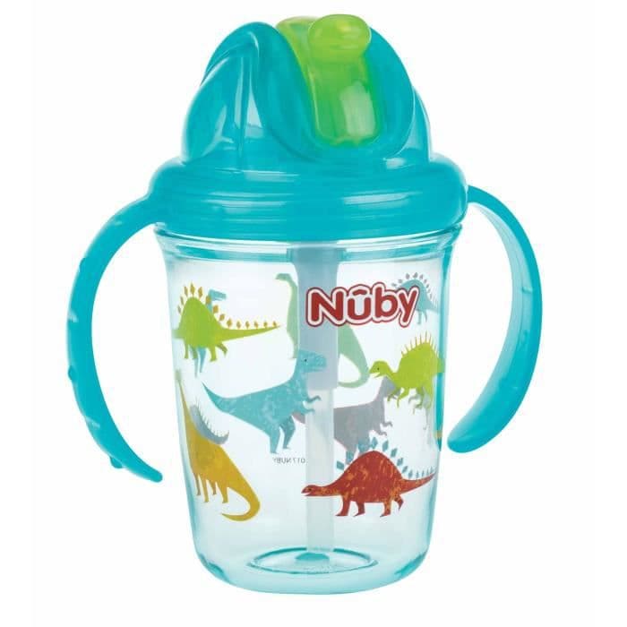 NUBY Flip-it Tritan -kahvain kahvilla - 240 ml - Aqua - 12 kuukautta +