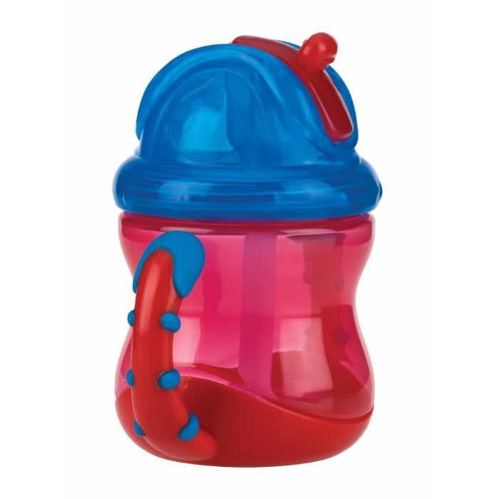 NUBY Flip-It Clik it tiputuskuppi kahvilla - 240 ml - punainen - 12 kuukautta +