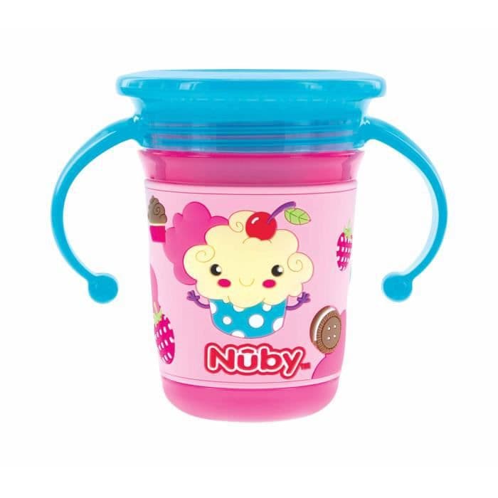 NUBY 360 ° maaginen juoma 3D-kahvalla - 240 ml - vaaleanpunainen - 6 kuukautta +