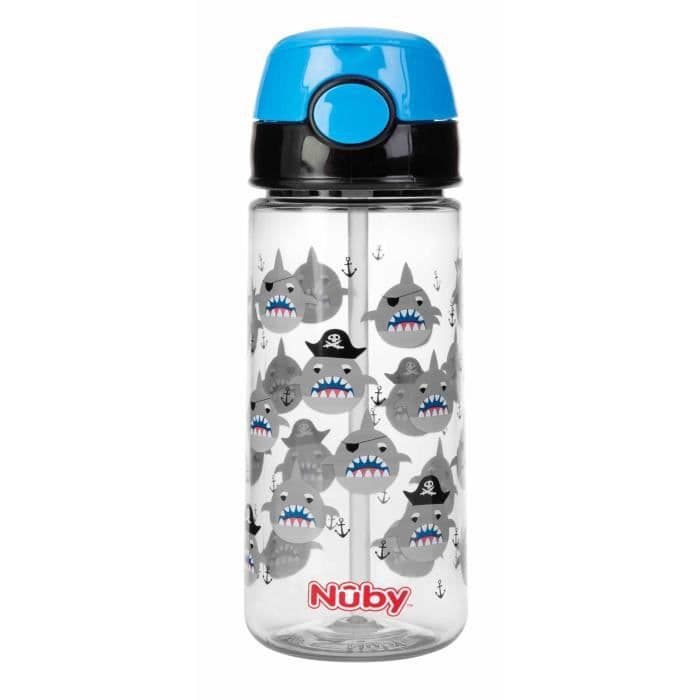 NUBY Pehmeä olkikuppi ja painike Tritanissa - 540 ml - Sininen - 3 vuotta +