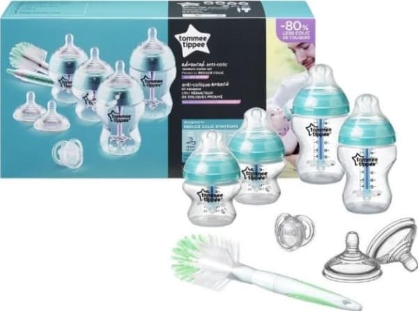 TOMMEE TIPPEE_SET Closer To Nature Advanced Anti-Colic Newborn Starter Anti-Colic Flaske 150ml x2 + Flaske 260ml x2 + Flaskebørste + Spene 0-6m