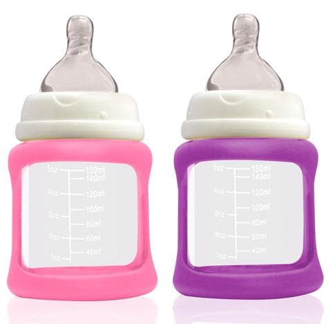 2-pack glasnappflaskor wideneck Berry 150ml - Cherub baby