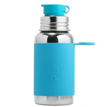 Pura vattenflaska rostfritt stål 550ml med sportlock och silikonhölje - aqua