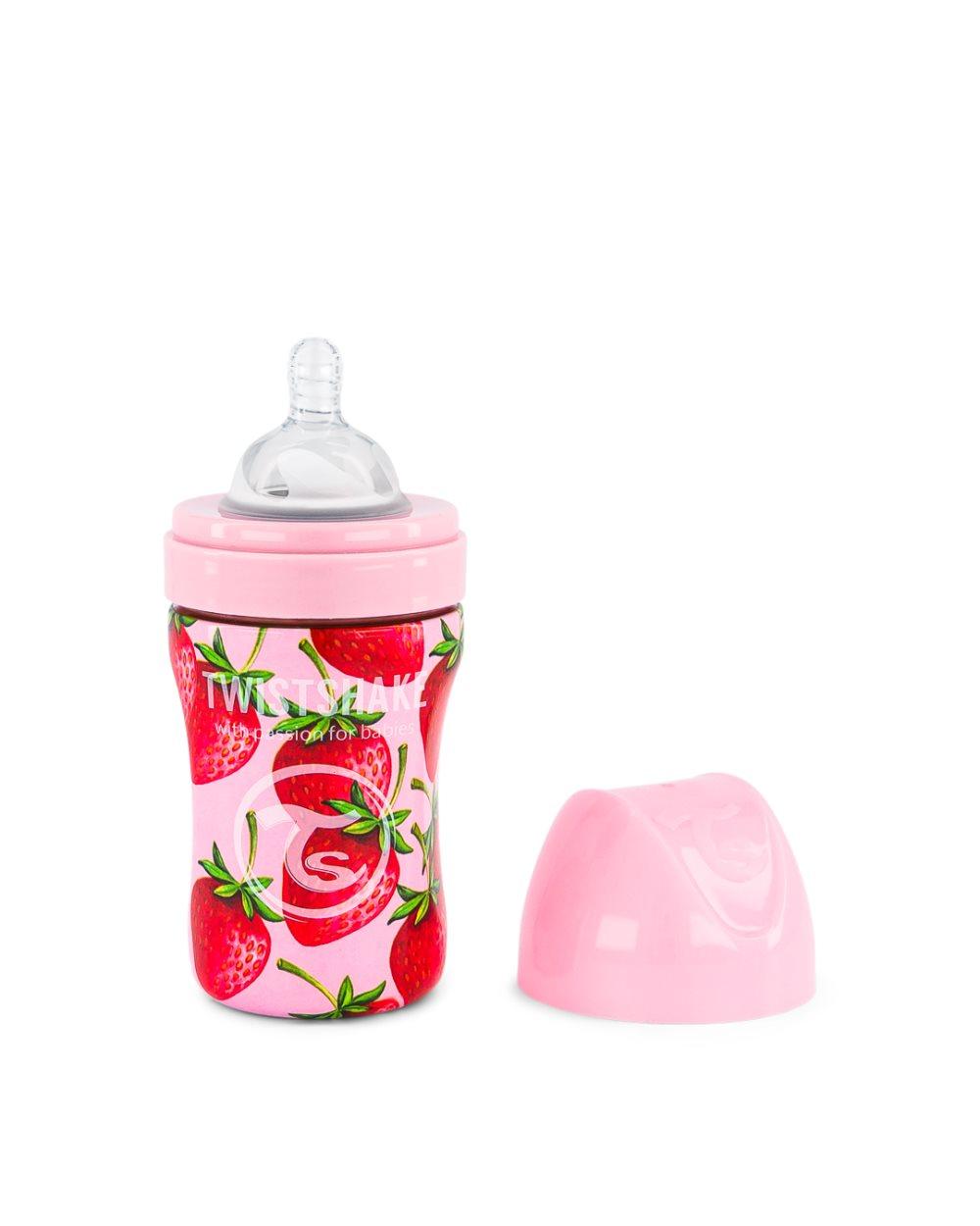 Twistshake Nappflaska Anti-Colic Stainless Steel 260ml Strawberry