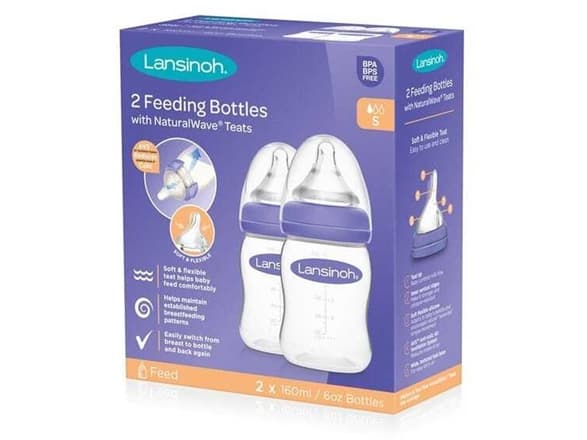LANSINOH | Feeding Bottle with NaturalWave Teats, 2x160ml, 75830
