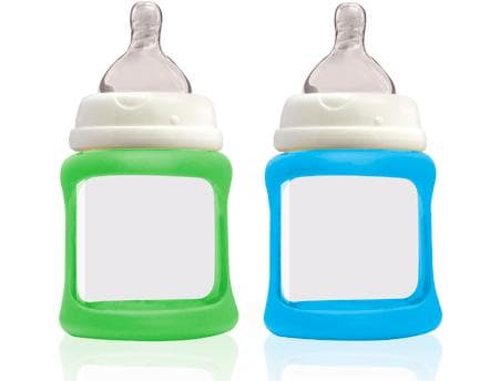 2-pack glasnappflaskor wideneck blå/grön 150ml