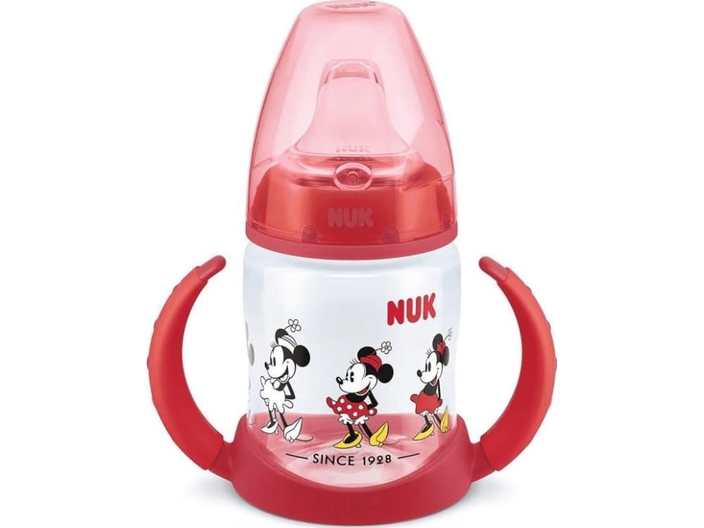 NUK Bottle for learning to drink with a handle and a temperature indicator Minnie Mouse 150 ml red Nuk