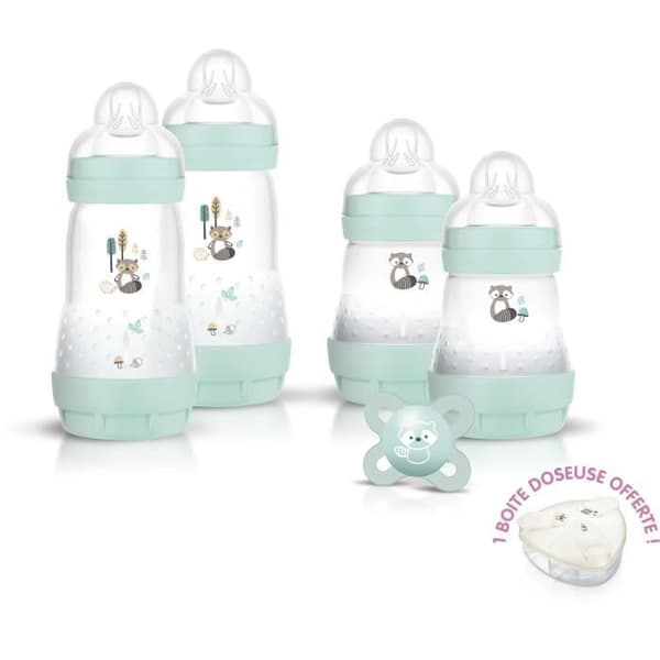 MAM Nature Birth Box - Aqua - 4 nappflaskor + 1 napp + 1 doseringslåda