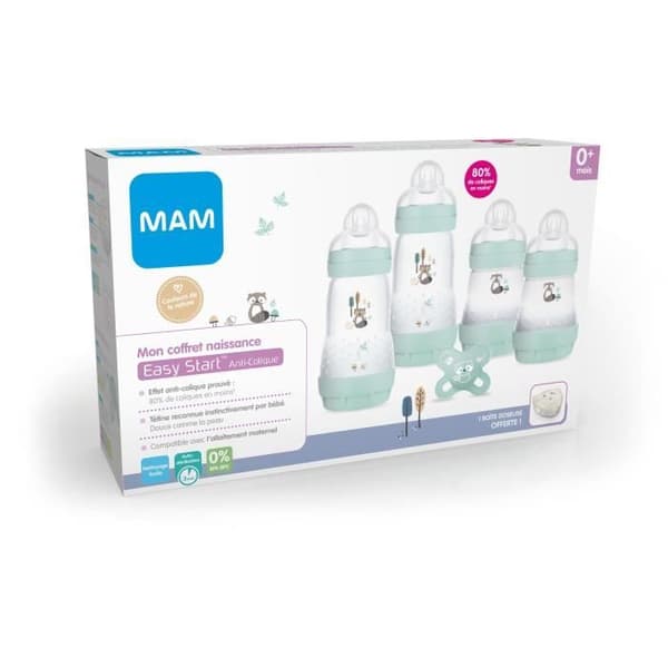 MAM Nature Birth Box - Aqua - 4 nappflaskor + 1 napp + 1 doseringslåda