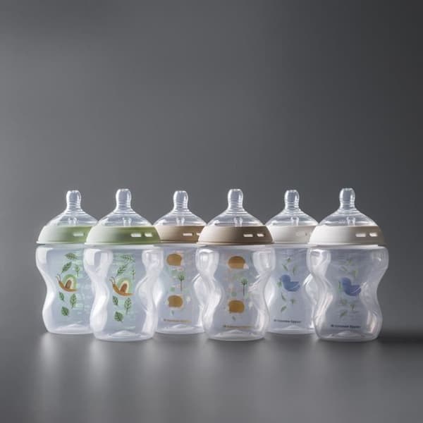 TOMMEE TIPPEE - Förpackning med 6 Closer to Nature-flaskor - Anti-kolik ventilspene - 260ml - Flerfärgad