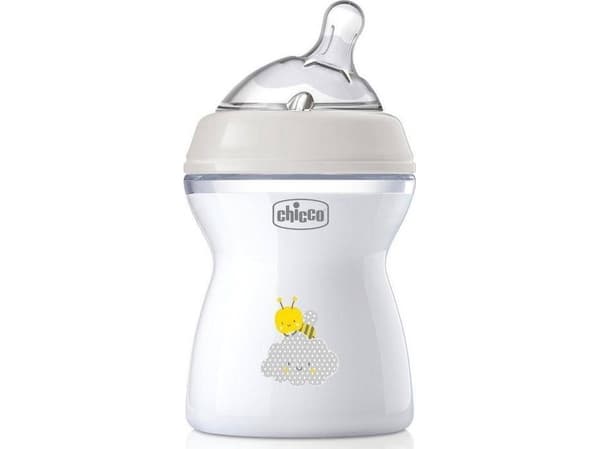 CHICCO_NaturalFeeling Muovipullo 250ml, jossa on silikoninen nänni keskivirtaus 2m+