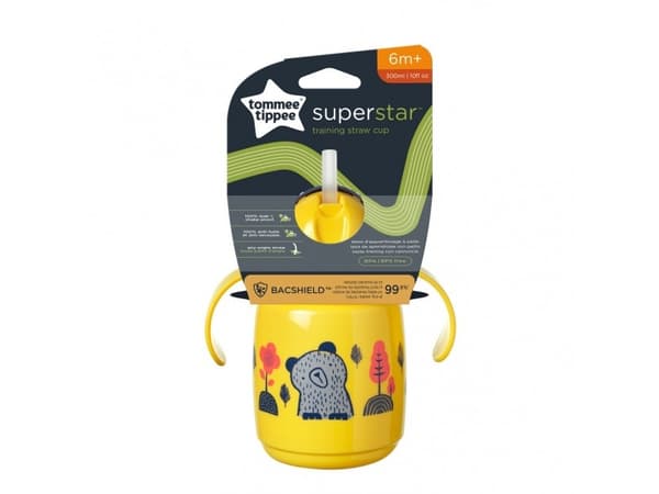 TOMMEE TIPPEE-KUPPI PILLILLÄ JA KAHVALLA JA SUPERSTAR 300ML 6M+KELTAINEN