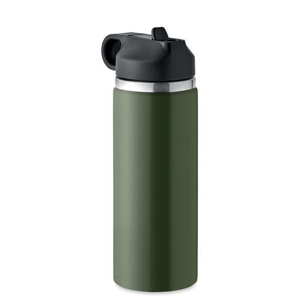 Termoflaska av återvunnet stål med sugrör - 500ml - Grön