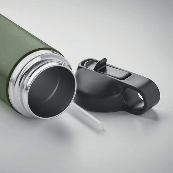 Termoflaska av återvunnet stål med sugrör - 500ml - Mörkblå