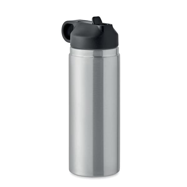 Termoflaska av återvunnet stål  med sugrör - 500ml - Silver