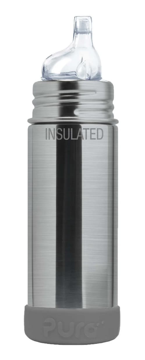 Pura isolerad pipflaska 260ml rostfritt stål - bottenskydd av silikon - slate