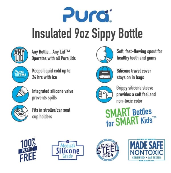 Pura isolerad pipflaska 260 ml rostfritt stål - slate