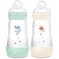 Miniatyrbillede 1 af 5: Set med 2 nappflaskor - MAM - Enkel start - Klassisk anti-kolik - 260 ml - Flödeshastighet 2 napp - Mint + Bomull