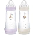 Pikkukuva 1 / 5: Set med 2 nappflaskor - MAM - Enkel start - Anti-kolik - 320 ml - Flödeshastighet 3 napp - Lila + Sand