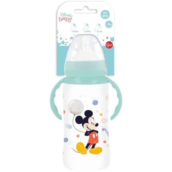 Anti-kolik nappflaska - THERMOBABY - 360 ml - Med handtag - Nappflaska med 3 positions - Mickey Cool