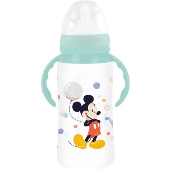 Anti-kolik nappflaska - THERMOBABY - 360 ml - Med handtag - Nappflaska med 3 positions - Mickey Cool