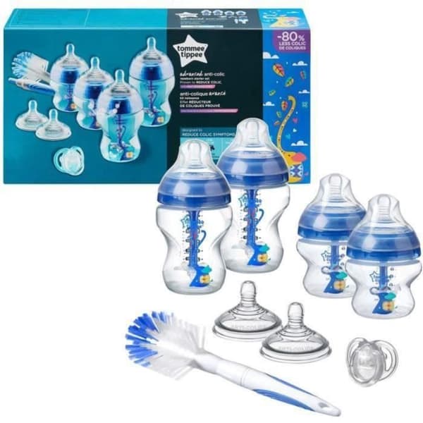 TOMMEE TIPPEE Avancerad anti-kolik nappflaska, Newborn Kit, blå