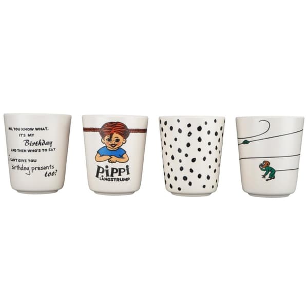 Barbo Toys Pippi bordservice i 100 % melamin, sæt med 4 glas