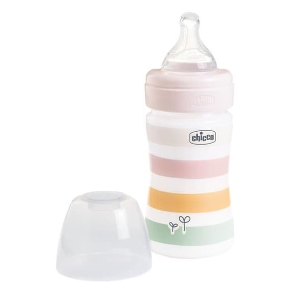 Chicco Biberon Bien-Être 150ml - Silikonnap Click - långsamt flöde - 0m+ Vit