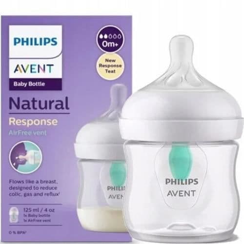 Avent RESPONSE 125 naturlig nappflaska med högtrycksinsats, stödjer barnets naturliga sugrytm