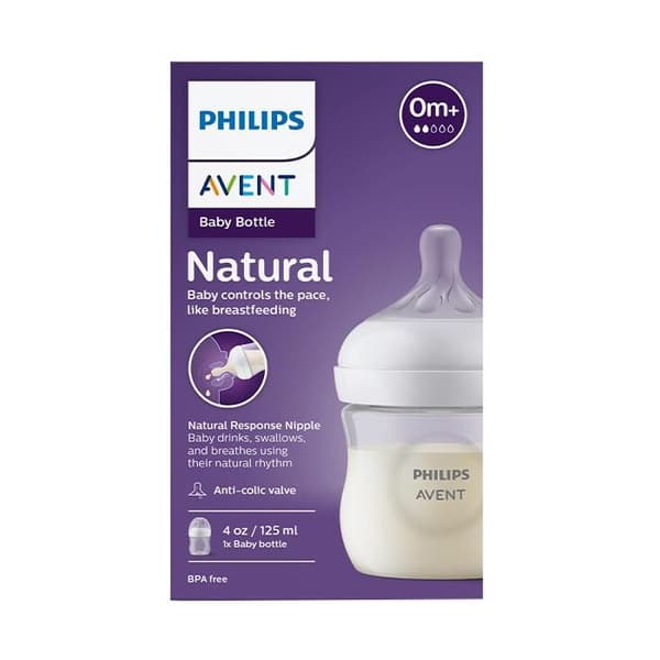 Avent Natural Response 3.0 nappflaska 125ml - Vit - Blandat - Födelse - Napp som imiterar bröstets form