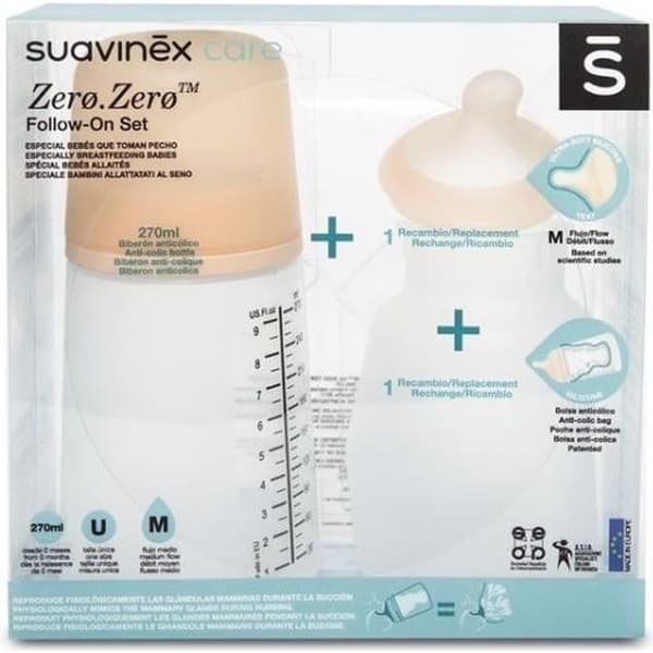 Suavinex Nappflaska Pack Zerø Zerø Medium Flow 270ml