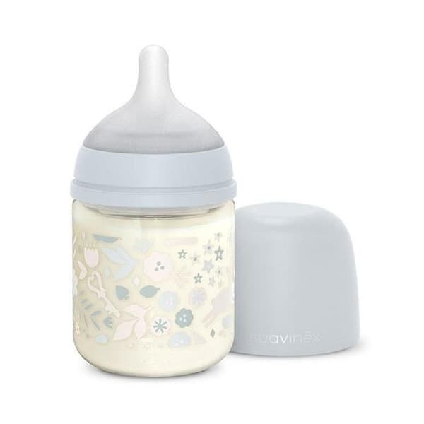 Suavinex, Wonderland, Biberon glas Napp S - Wonderland Blå - 120ml