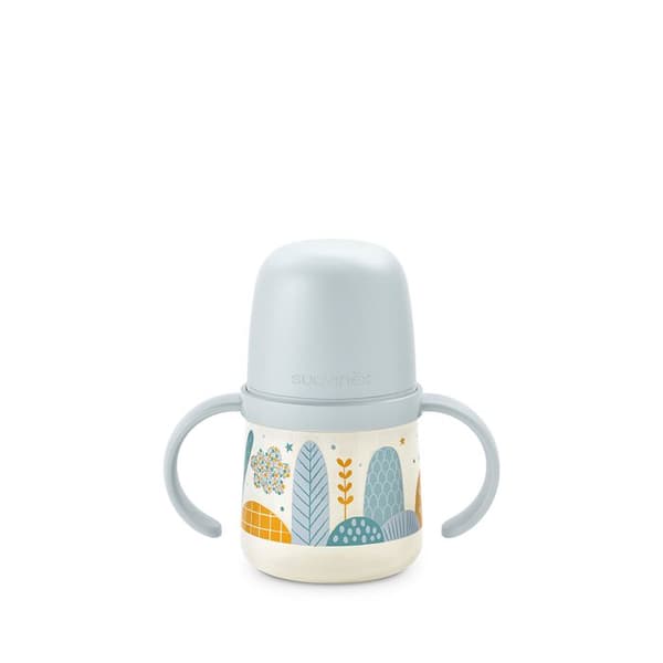 Nappflaska med anti-kolik silikonhandtag och pip 150 ml +6 månader