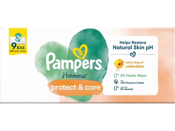 Pampers Harmonie Protect & Care kosteuspyyhkeet 9x44 kpl.