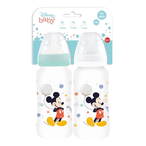 Set med 2 THERMOBABY MICKEY COOL nappflaskor - 360 ml - Antikolik - flöde i 3 lägen