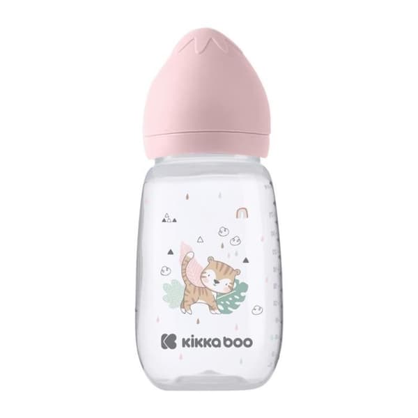 Kikkaboo Biberon Savanna 310ml Nappflaska silikon storlek M Anti-koliks 6 månader och + [Rosa]
