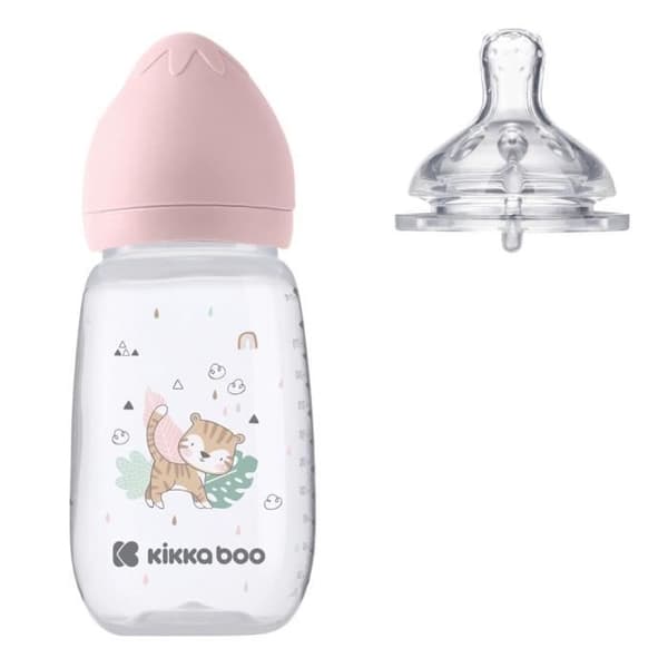 Kikkaboo Biberon Savanna 310ml Nappflaska silikon storlek M Anti-koliks 6 månader och + [Rosa]
