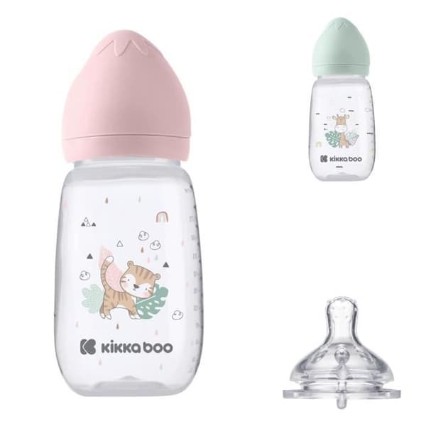 Kikkaboo Biberon Savanna 310ml Nappflaska silikon storlek M Anti-koliks 6 månader och + [Rosa]