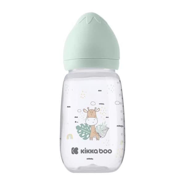Kikkaboo Flaska Savanna 310ml Silikonnapp storlek M Anti-kolik 6 månader och uppåt [Grön]