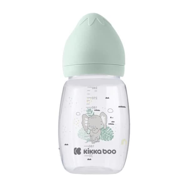 Kikkaboo Biberon Savanna 260ml Nappar silikon storlek M Anti-kolik 3 månader och + [Grön]