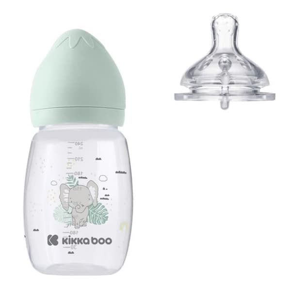 Kikkaboo Biberon Savanna 260ml Nappar silikon storlek M Anti-kolik 3 månader och + [Grön]