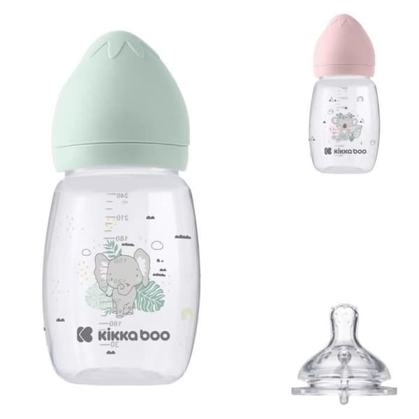 Kikkaboo Biberon Savanna 260ml Nappar silikon storlek M Anti-kolik 3 månader och + [Grön]