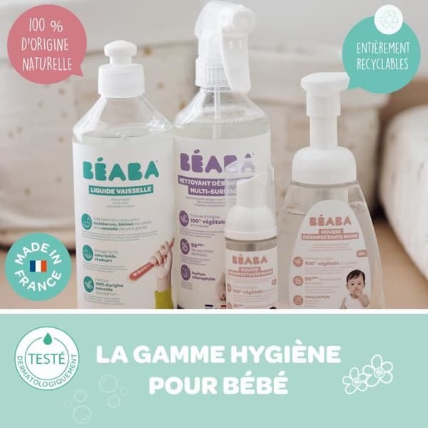 BÉABA Set med 2 diskmedel, parfymfri, naturligt ursprung och biologiskt nedbrytbar 500 ml