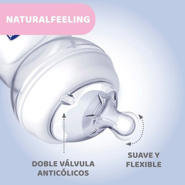 Chicco Natural Feeling Anti-kolik nappflaska 0M plus 150 ml nappflaska med silikonnapp - långsamt flöde - neutral färg