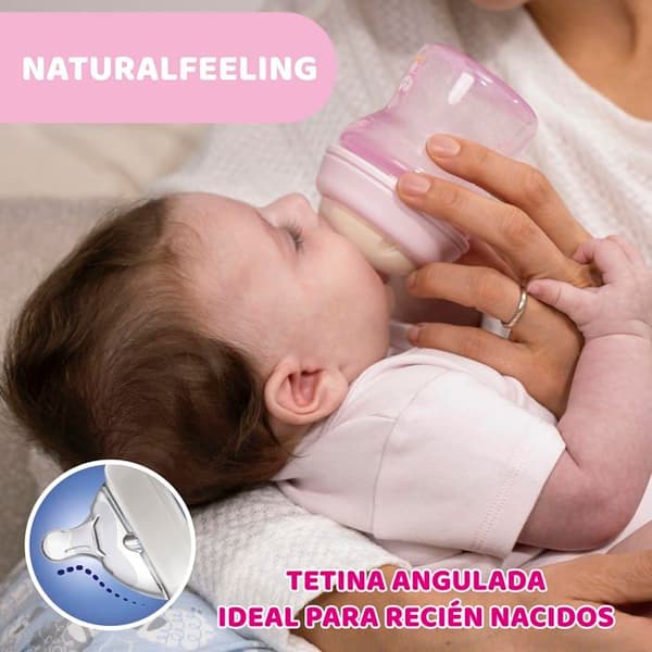 Chicco Natural Feeling Anti-kolik nappflaska 0M plus 150 ml nappflaska med silikonnapp - långsamt flöde - neutral färg