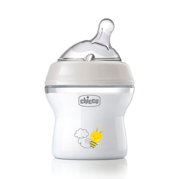 Chicco Natural Feeling Anti-kolik nappflaska 0M plus 150 ml nappflaska med silikonnapp - långsamt flöde - neutral färg