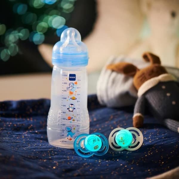 MAM Easy Active Blue Dragon nappflaska 330ml - Från 6 månader - Mjuk och ergonomisk napp
